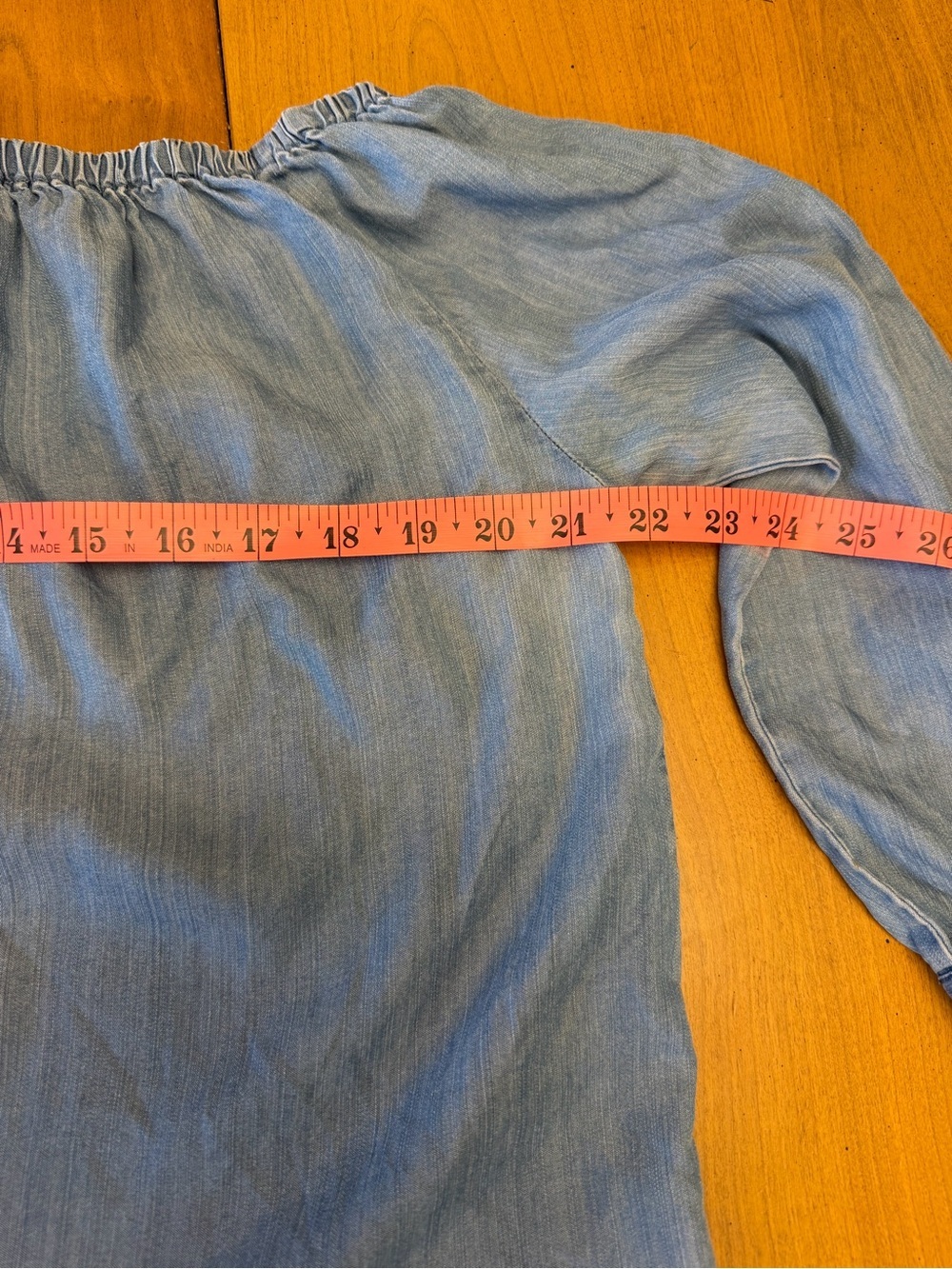 beachlunchlounge Off-Shoulder Chambray Blouse | Coastal Grandma Boho Cowgirl L - Picture 11 of 11